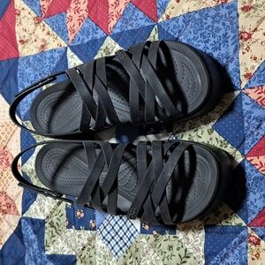 Black crocs sandals size 9